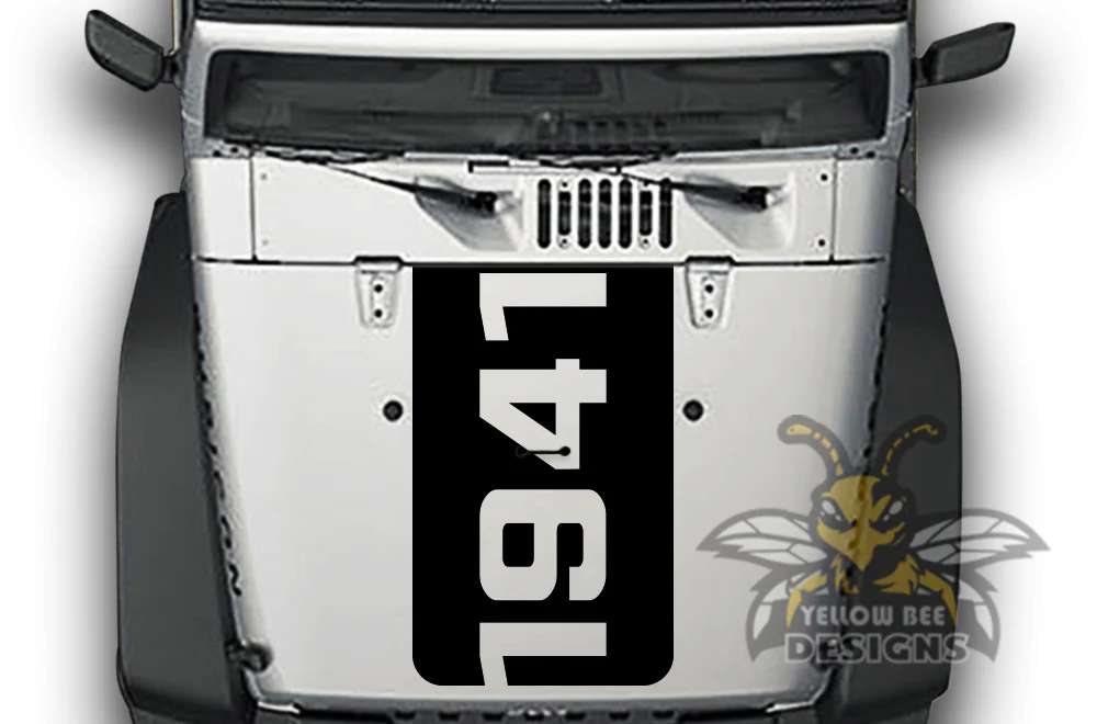 1941 Hood Graphics Kit Vinyl Decal Compatible with Jeep Wrangler - Image 2