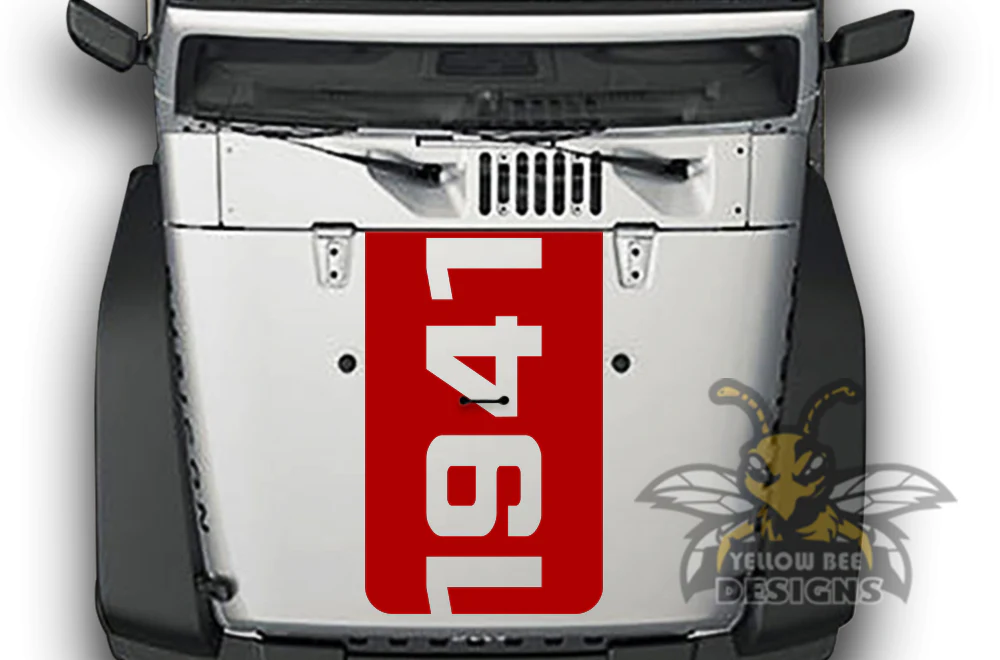 1941 Hood Graphics Kit Vinyl Decal Compatible with Jeep Wrangler - Image 3