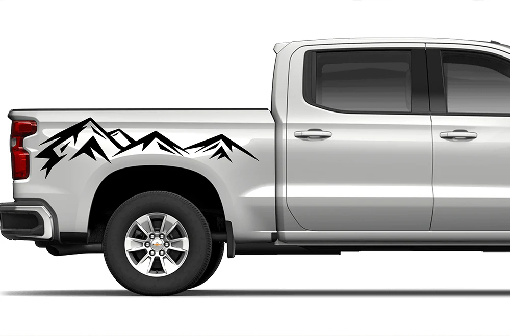 Adventure Mountain Bed Graphics Vinyl Decals Compatible with Chevrolet Silverado 1500
