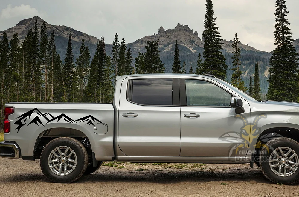 Adventure Mountain Bed Graphics Vinyl Decals Compatible with Chevrolet Silverado 1500 - Image 2