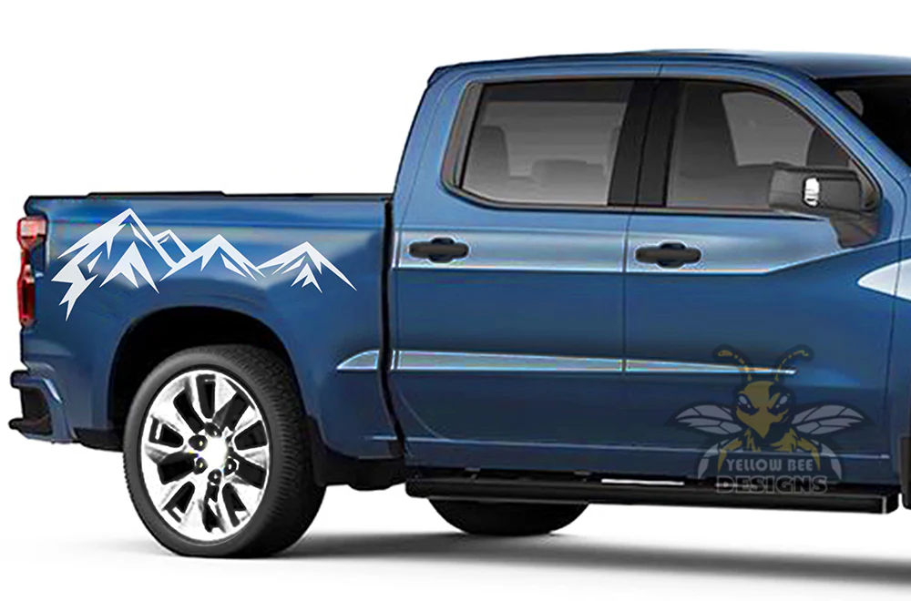 Adventure Mountain Bed Graphics Vinyl Decals Compatible with Chevrolet Silverado 1500 - Image 3