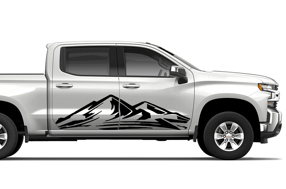 Adventure Mountain Side Graphics Vinyl Decals Compatible with Chevrolet Silverado 1500