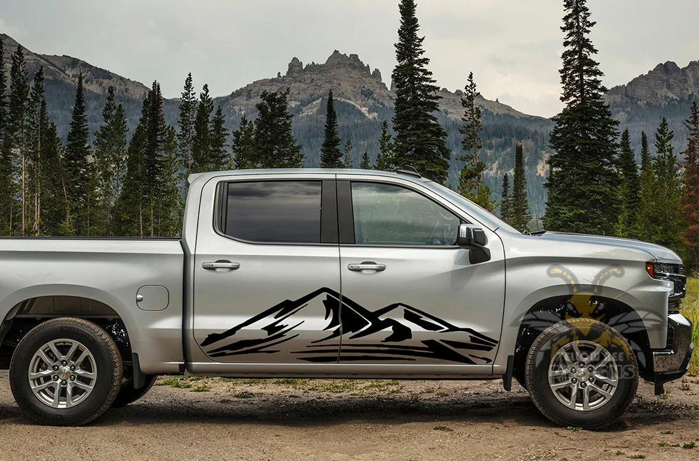 Adventure Mountain Side Graphics Vinyl Decals Compatible with Chevrolet Silverado 1500 - Image 2