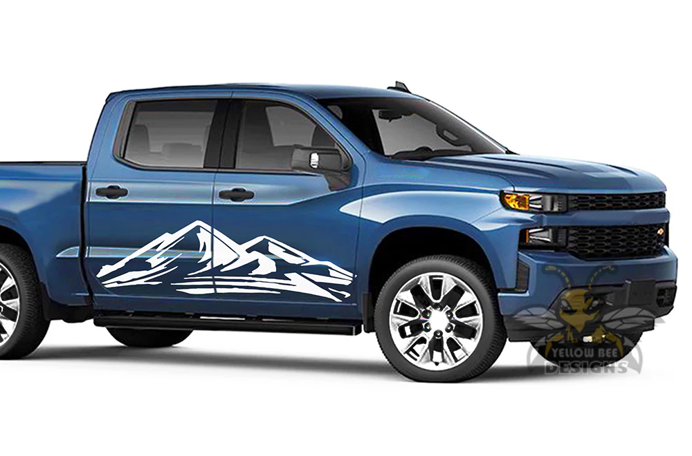 Adventure Mountain Side Graphics Vinyl Decals Compatible with Chevrolet Silverado 1500 - Image 3