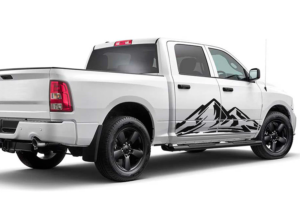 Adventure Mountain Side Graphics Vinyl Decals Compatible with Dodge Ram Crew Cab 1500