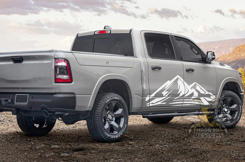 Adventure Mountain Side Graphics Vinyl Decals Compatible with Dodge Ram Crew Cab 1500 - Image 2