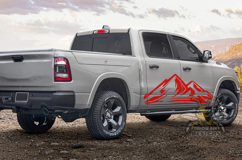 Adventure Mountain Side Graphics Vinyl Decals Compatible with Dodge Ram Crew Cab 1500 - Image 3
