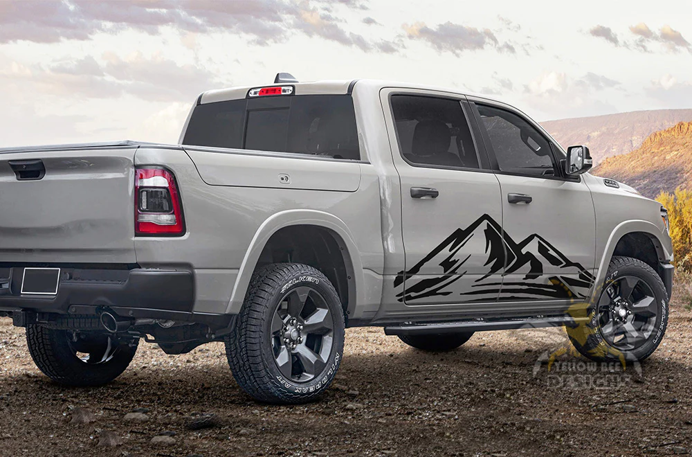Adventure Mountain Side Graphics Vinyl Decals Compatible with Dodge Ram Crew Cab 1500 - Image 4