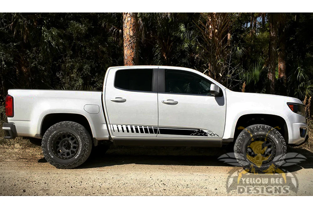 Adventure Mountains Side Stripes Graphics Vinyl Decals Compatible with Chevrolet Colorado Crew Cab - Image 2