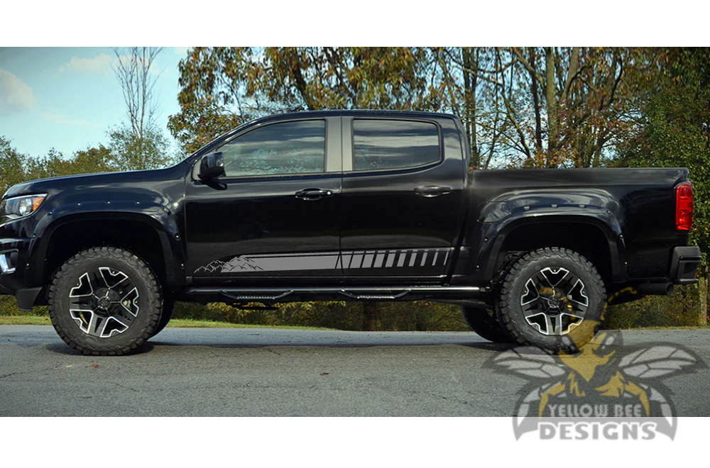Adventure Mountains Side Stripes Graphics Vinyl Decals Compatible with Chevrolet Colorado Crew Cab - Image 3