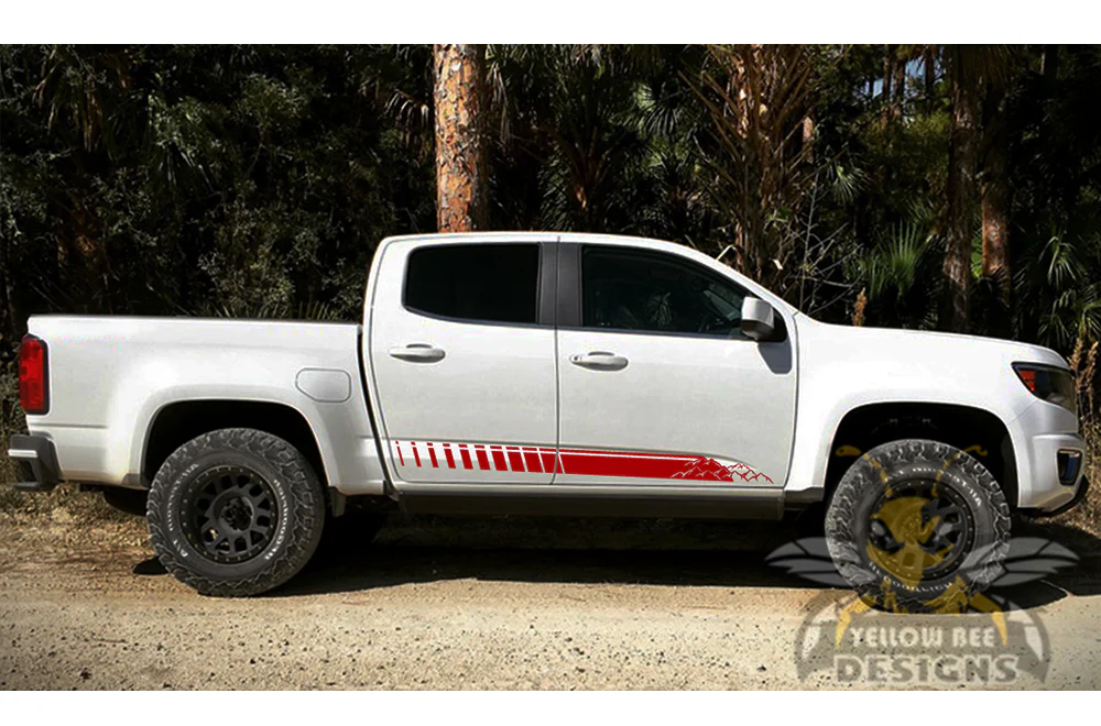 Adventure Mountains Side Stripes Graphics Vinyl Decals Compatible with Chevrolet Colorado Crew Cab - Image 4