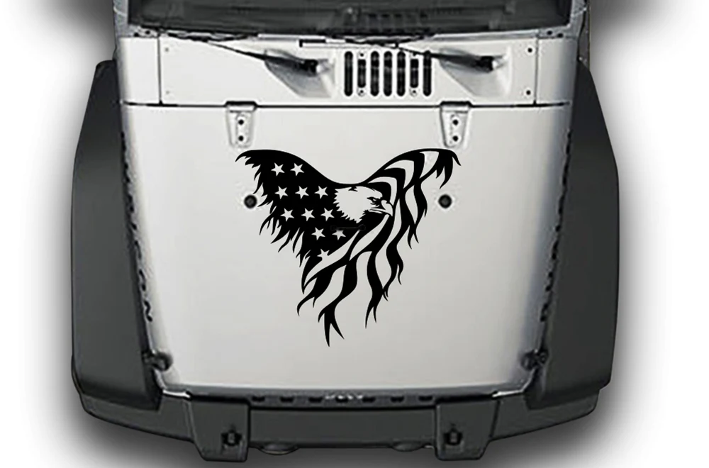 American Eagle Hood Graphics Vinyl Decals Compatible with Jeep Wrangler