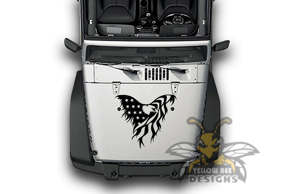American Eagle Hood Graphics Vinyl Decals Compatible with Jeep Wrangler - Image 2
