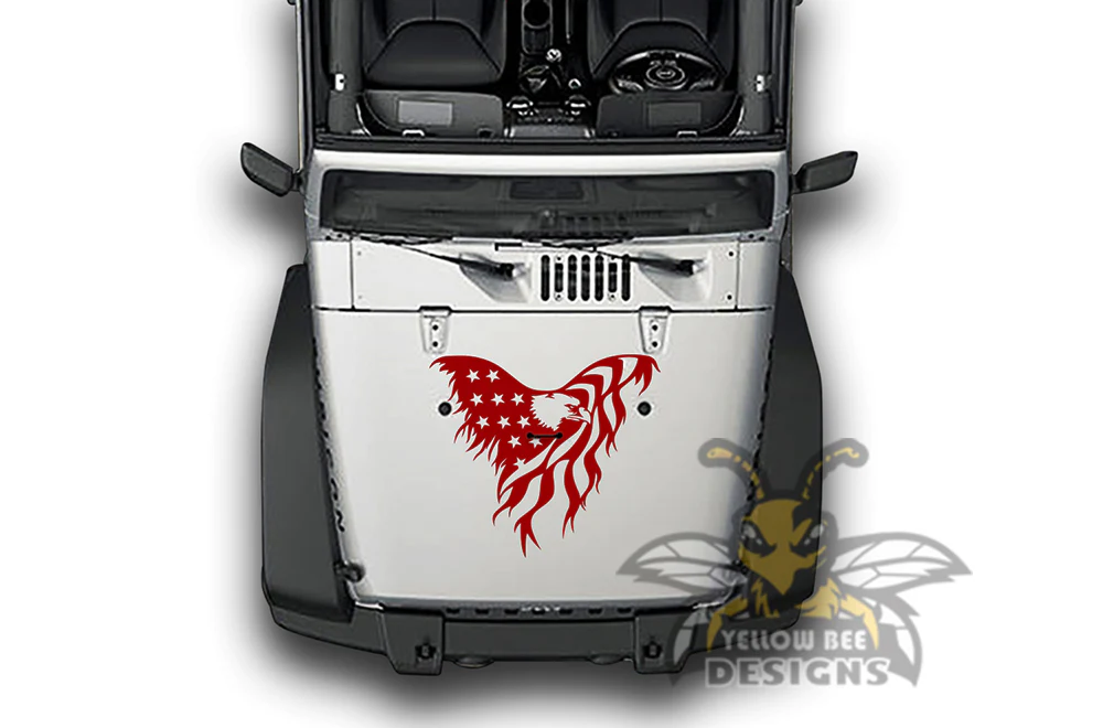 American Eagle Hood Graphics Vinyl Decals Compatible with Jeep Wrangler - Image 3