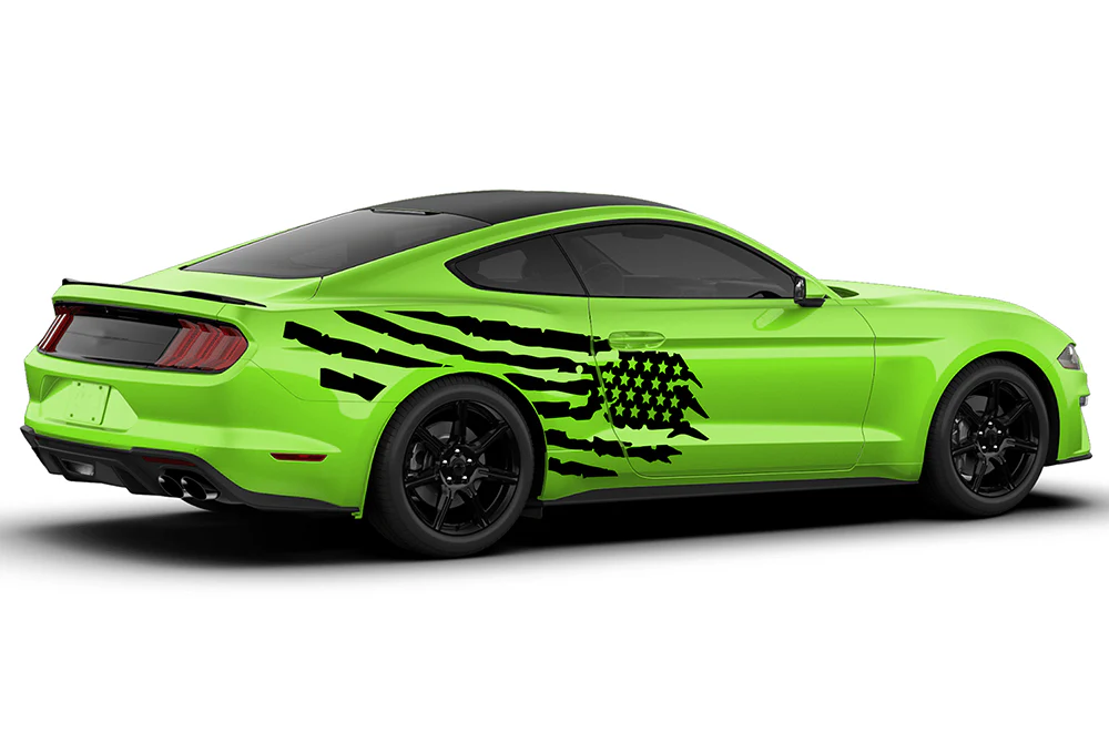 American Flag Side Decals Graphics Vinyl Stickers Compatible with Ford Mustang