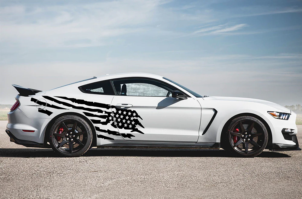 American Flag Side Decals Graphics Vinyl Stickers Compatible with Ford Mustang - Image 2
