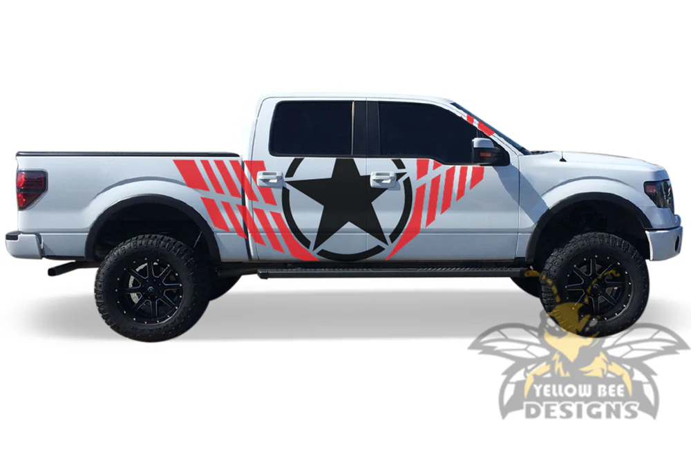 Avenger Star Red-Black Graphics Vinyl Decals Compatible with Ford F150 Super Crew Cab 5.5'' - Image 2