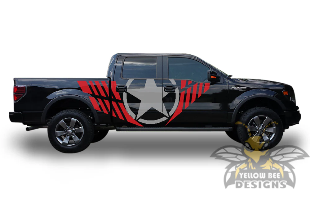 Avenger Star Red-Grey Graphics Vinyl Decals Compatible with Ford F150 Super Crew Cab 5.5'' - Image 2