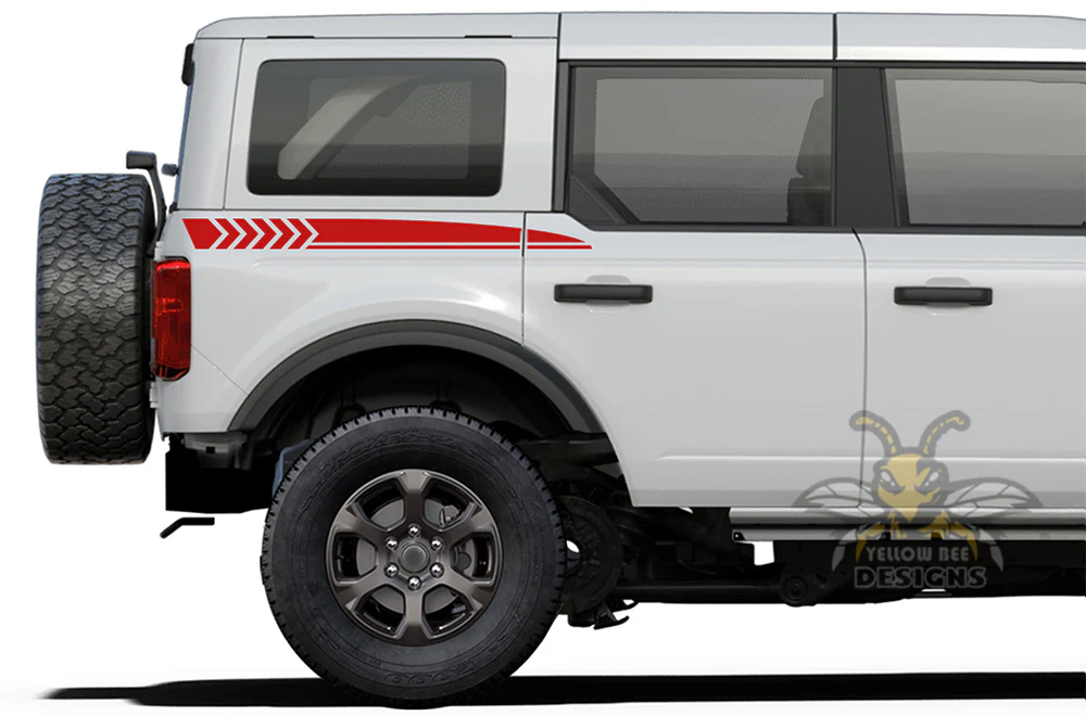 Back Side Hash Stripes Graphics Vinyl Decals Compatible with Ford Bronco - Image 2
