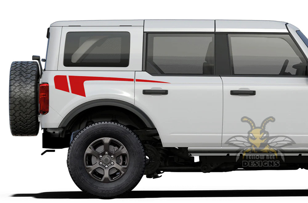 Back Side Hockey Stripes Graphics Vinyl Decals Compatible with Ford Bronco - Image 2