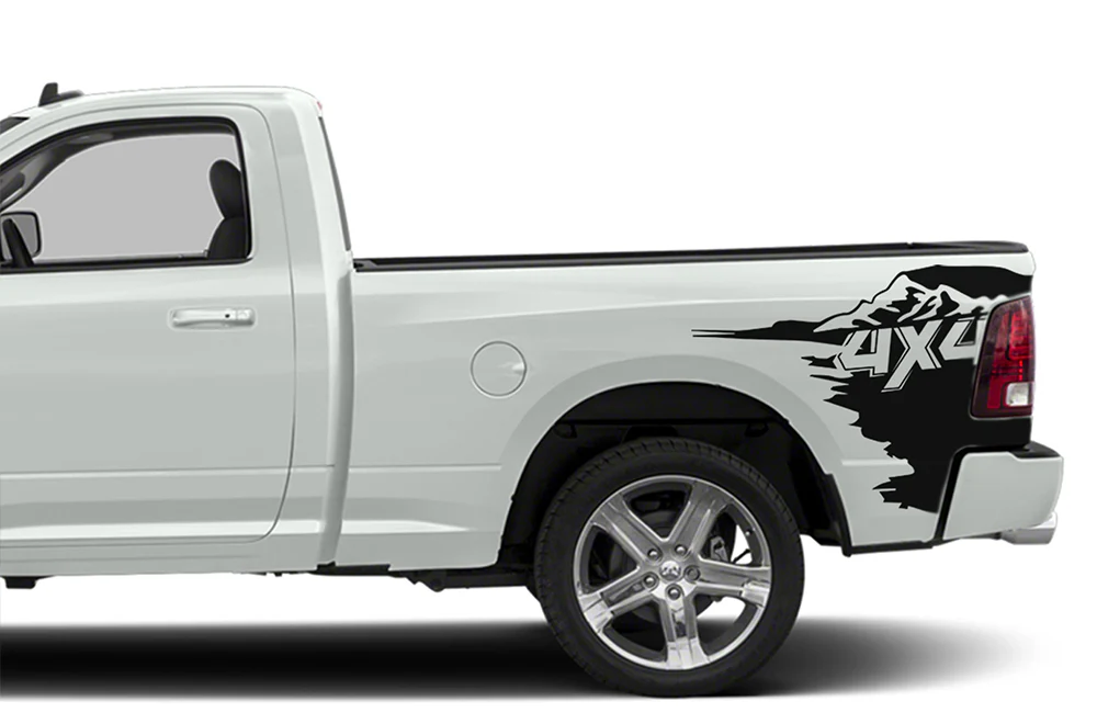 Bed 4x4 Graphics Vinyl Decals Compatible with Dodge Ram Regular Cab 1500