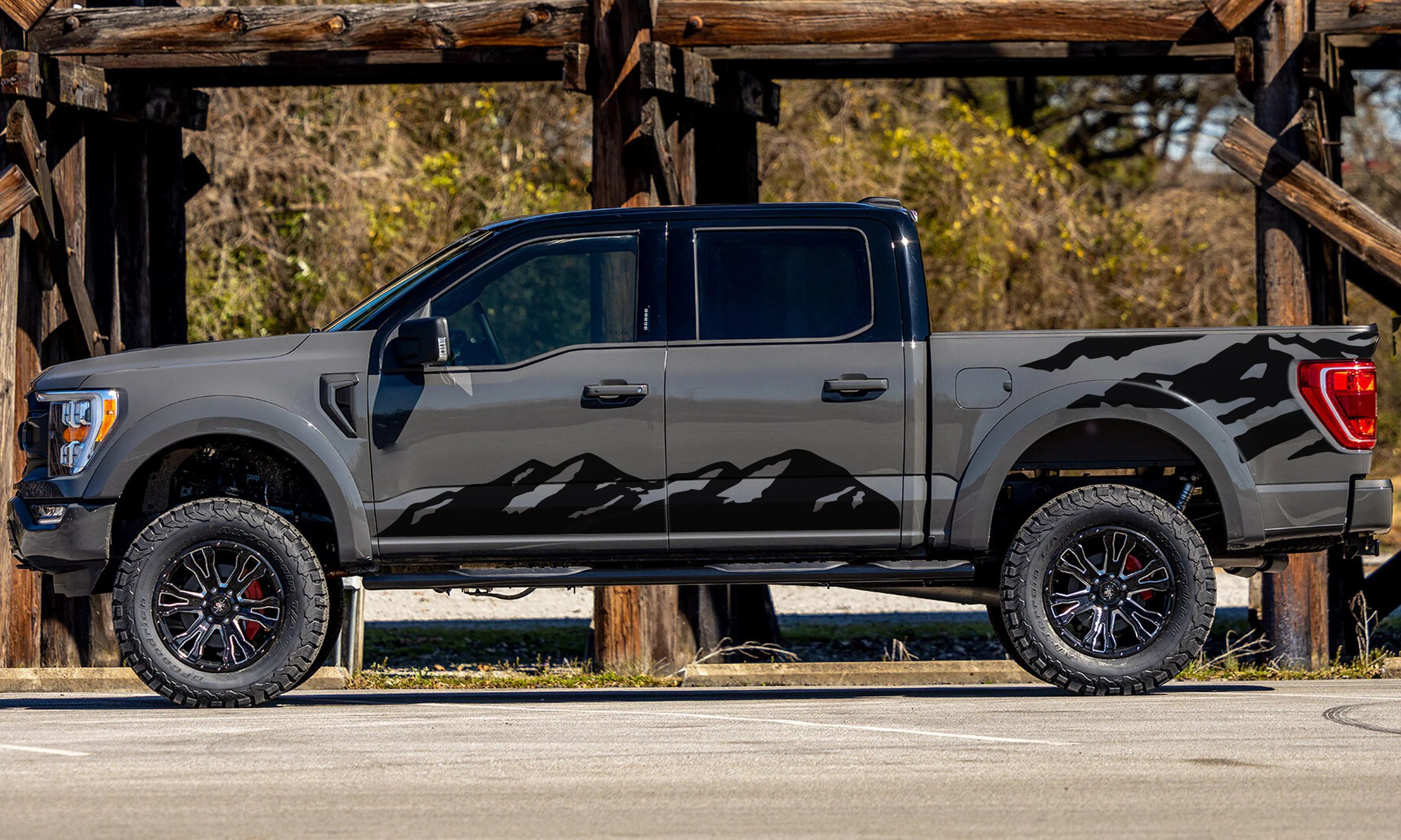 Bed and Doors Mountains Graphics Vinyl Decals Compatible with Ford F150 - Image 3