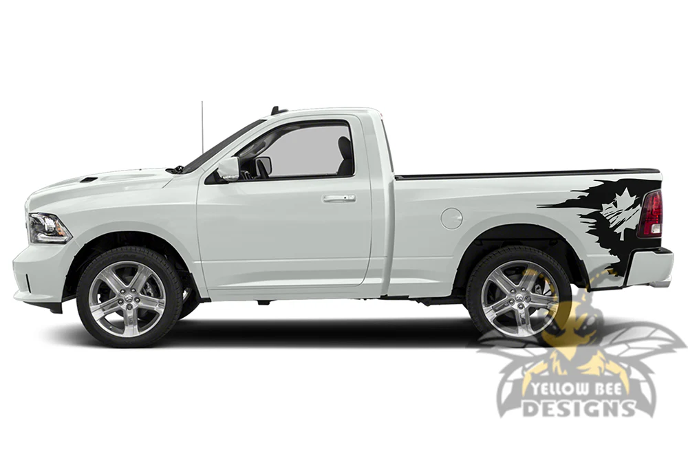 Bed Canada Flag Graphics Vinyl Decals Compatible with Dodge Ram Regular Cab 1500 - Image 2