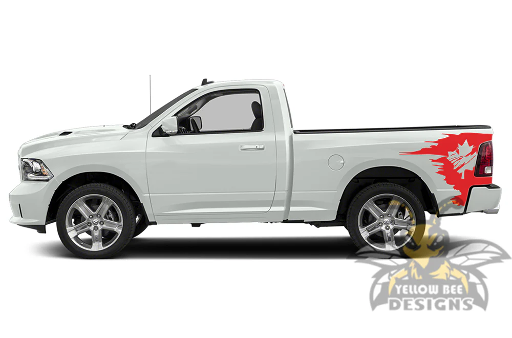 Bed Canada Flag Graphics Vinyl Decals Compatible with Dodge Ram Regular Cab 1500 - Image 3