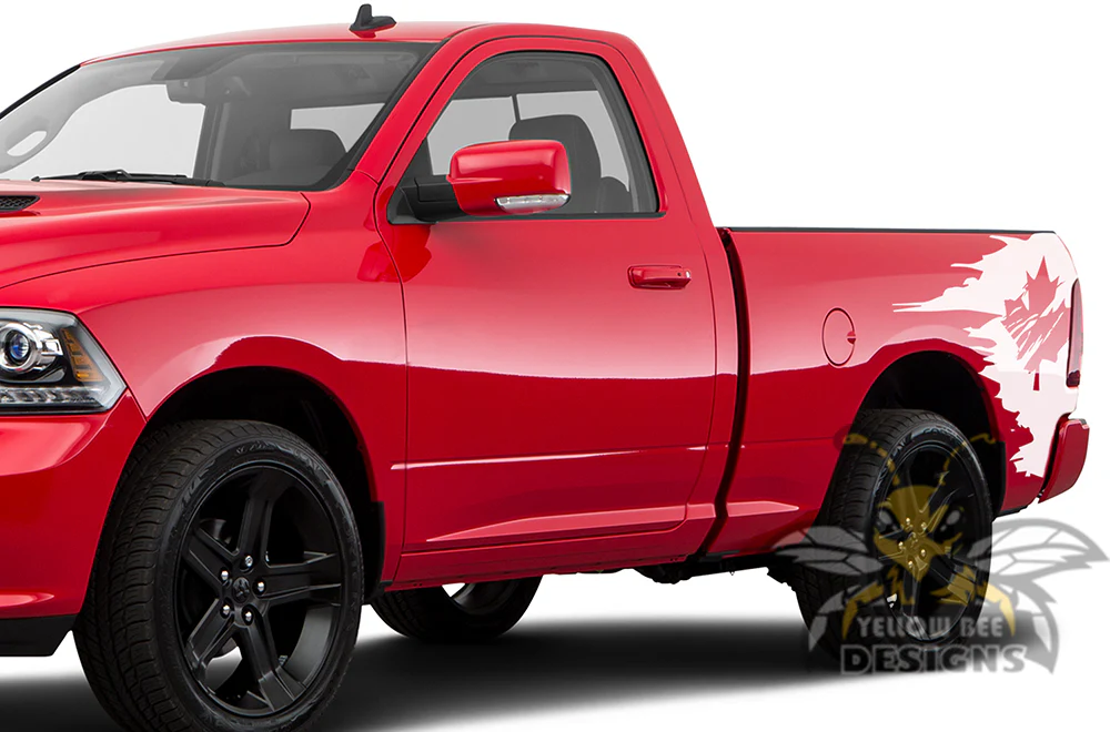 Bed Canada Flag Graphics Vinyl Decals Compatible with Dodge Ram Regular Cab 1500 - Image 4
