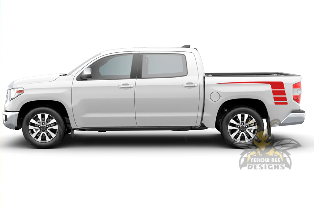 Bed Hockey Stripes Graphics Kit Vinyl Decal Compatible with Toyota Tundra Crewmax - Image 2