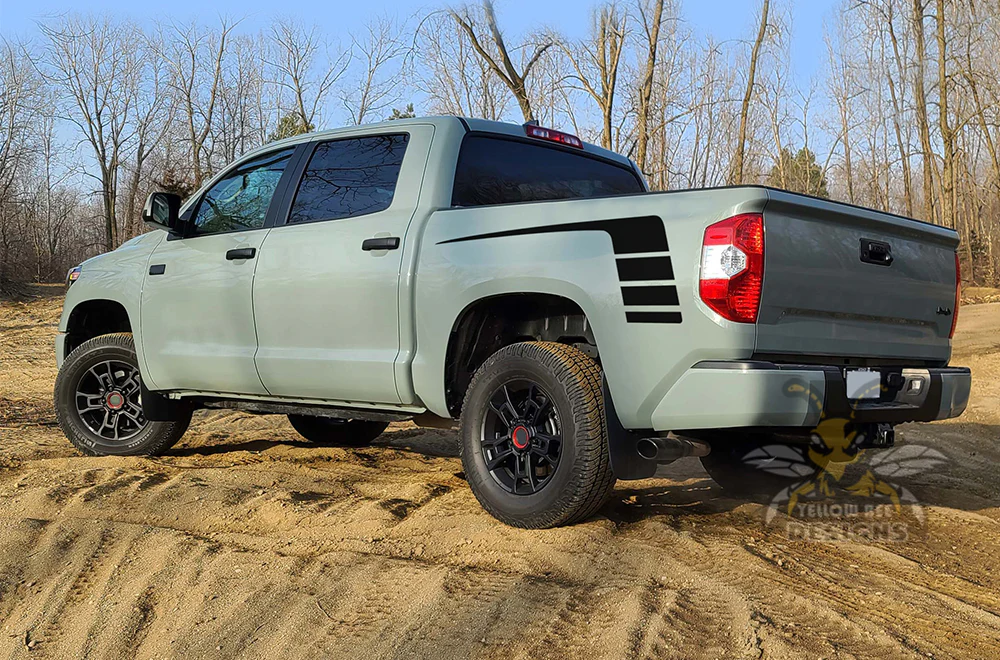 Bed Hockey Stripes Graphics Kit Vinyl Decal Compatible with Toyota Tundra Crewmax - Image 4