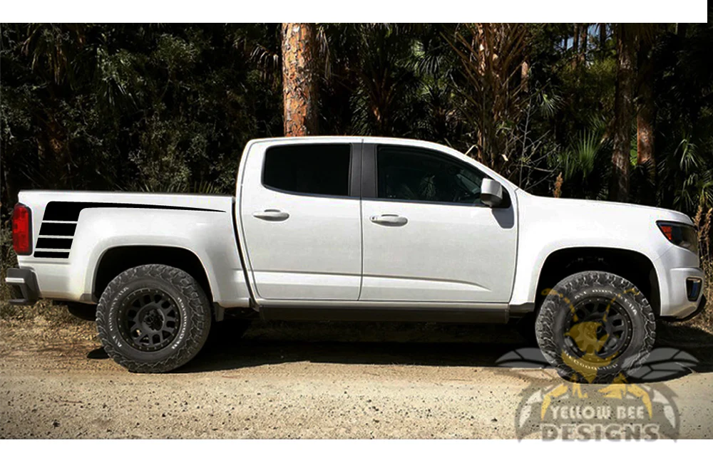 Bed Hockey Stripes Graphics Vinyl Decals Compatible with Chevrolet Colorado Crew Cab - Image 2