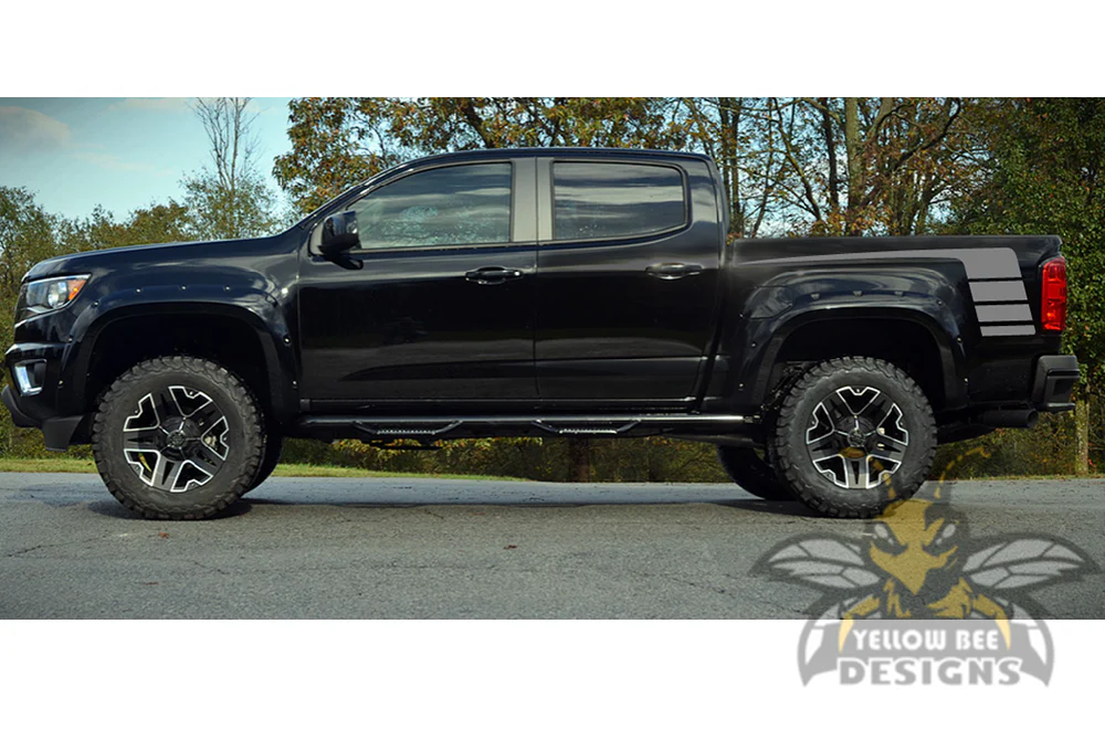Bed Hockey Stripes Graphics Vinyl Decals Compatible with Chevrolet Colorado Crew Cab - Image 3