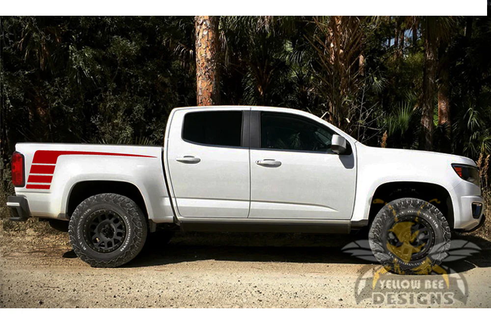 Bed Hockey Stripes Graphics Vinyl Decals Compatible with Chevrolet Colorado Crew Cab - Image 4
