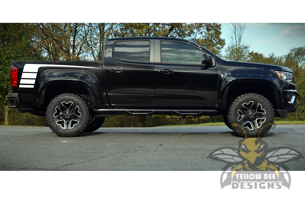 Bed Hockey Stripes Graphics Vinyl Decals Compatible with Chevrolet Colorado Crew Cab - Image 5