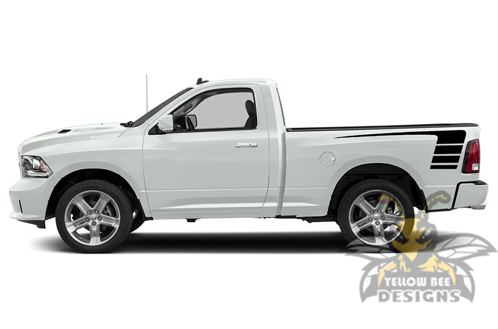 Bed Hockey Stripes Graphics Vinyl Decals Compatible with Dodge Ram Regular Cab 1500 - Image 2