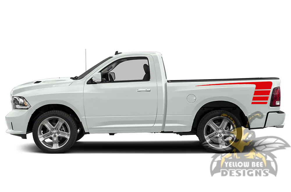 Bed Hockey Stripes Graphics Vinyl Decals Compatible with Dodge Ram Regular Cab 1500 - Image 3