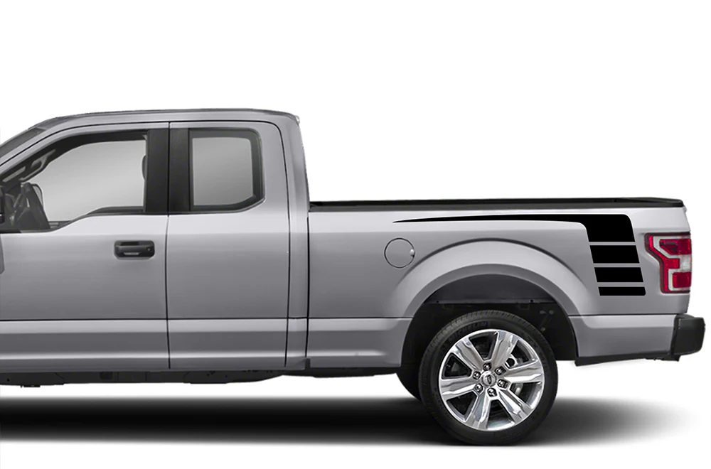 Bed Hockey Stripes Graphics Vinyl Decals Compatible with Ford F150 Super Cab 6.5''