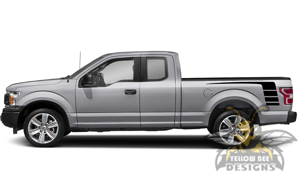 Bed Hockey Stripes Graphics Vinyl Decals Compatible with Ford F150 Super Cab 6.5'' - Image 2