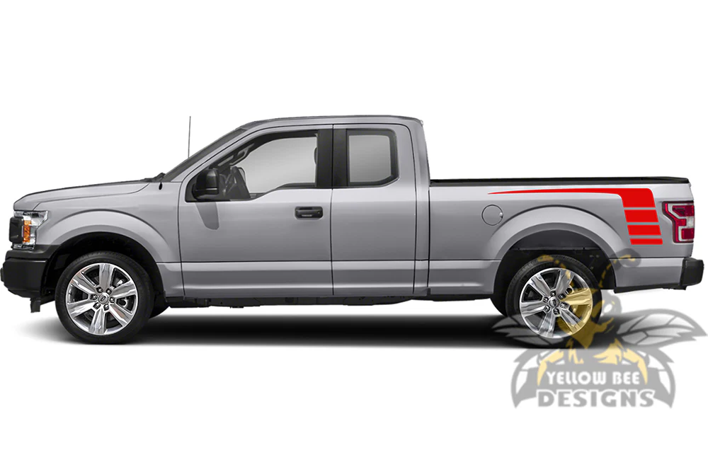 Bed Hockey Stripes Graphics Vinyl Decals Compatible with Ford F150 Super Cab 6.5'' - Image 3