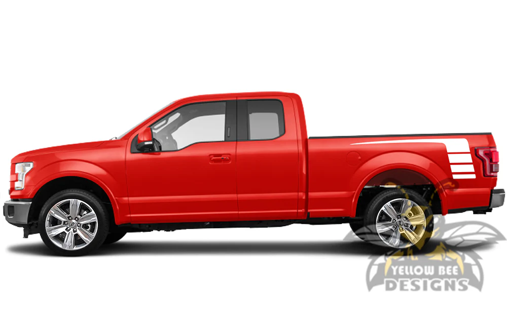 Bed Hockey Stripes Graphics Vinyl Decals Compatible with Ford F150 Super Cab 6.5'' - Image 4