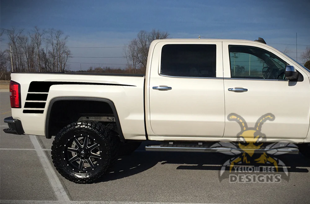 Bed Hockey Stripes Graphics Vinyl Decals Compatible with GMC Sierra Crew Cab - Image 2