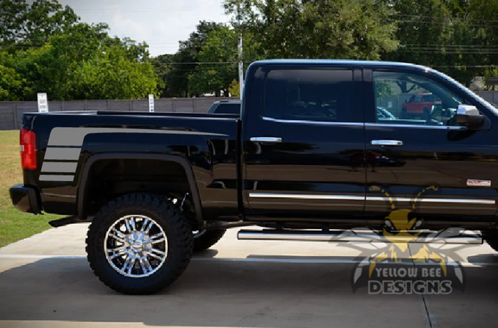 Bed Hockey Stripes Graphics Vinyl Decals Compatible with GMC Sierra Crew Cab - Image 3