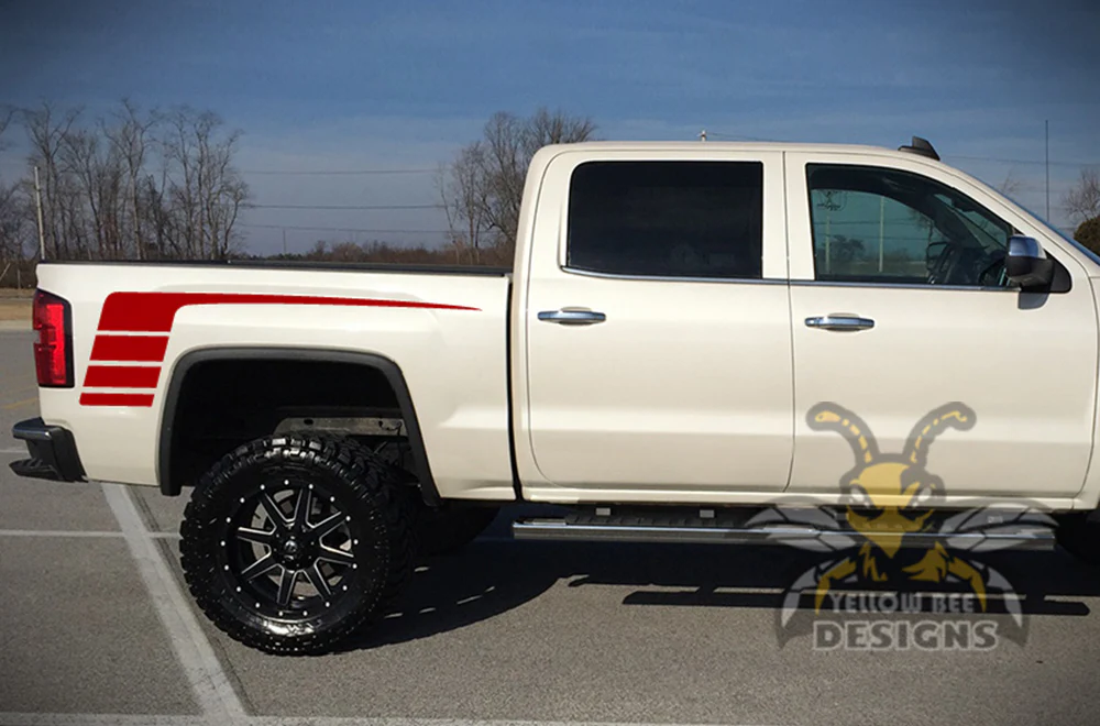 Bed Hockey Stripes Graphics Vinyl Decals Compatible with GMC Sierra Crew Cab - Image 4