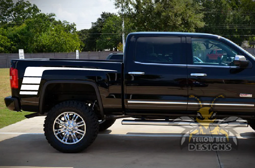 Bed Hockey Stripes Graphics Vinyl Decals Compatible with GMC Sierra Crew Cab - Image 5