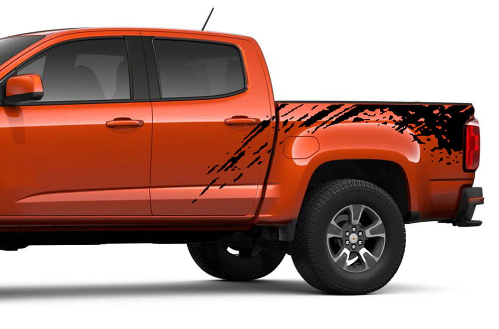 Bed Mud Splash Graphics Vinyl Decals Compatible with Chevrolet Colorado Crew Cab