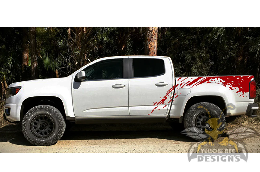 Bed Mud Splash Graphics Vinyl Decals Compatible with Chevrolet Colorado Crew Cab - Image 4