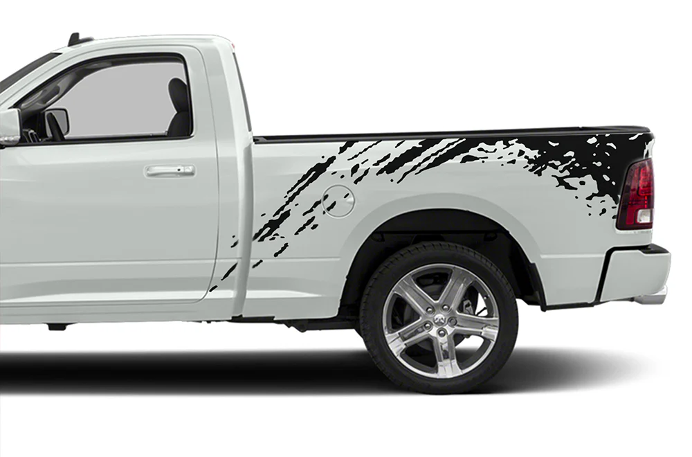 Bed Mud Splash Graphics Vinyl Decals Compatible with Dodge Ram Regular Cab 1500