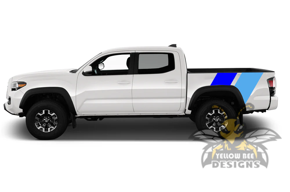 Bed Racing Dual retro vintage stripes (Blue, L.BLue) Compatible with Toyota Tacoma - Image 2