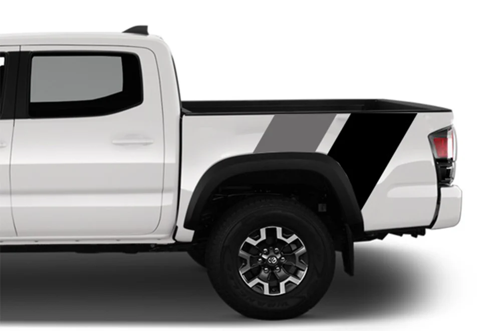 Bed Racing Dual retro vintage stripes (Grey, Black) Compatible with Toyota Tacoma